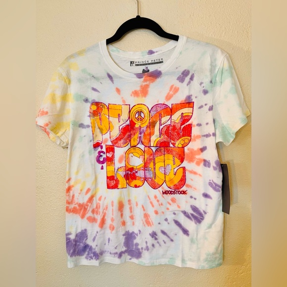 Prince Peter Collection x Woodstock Peace & Love Tie Dye Graphic Tee NWT - Picture 8 of 11